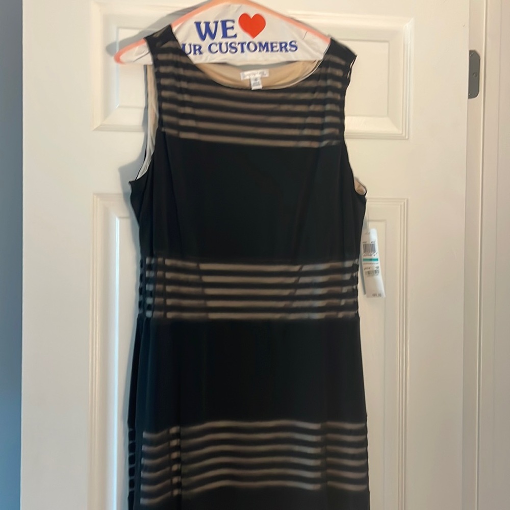 London times long black dress with nude cut outs